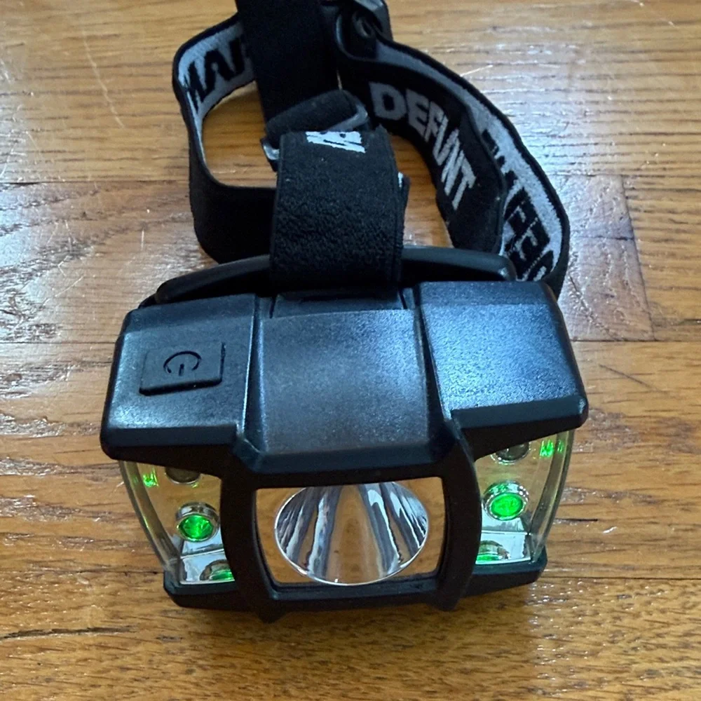 Black Adjustable Headlamp Strap 4 modes, Clear, Red, Red Flashing, and Green